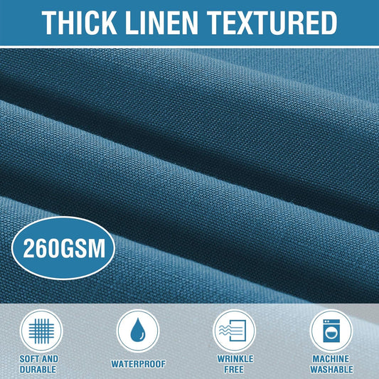H.VERSAILTEX Linen Textured Table Cloths 60 x 84 Inch Premium Solid Tablecloth Spill-Proof Waterproof Table Cover for Dining Buffet Feature Extra Soft and Thick Fabric Wrinkle Free, Ink Blue