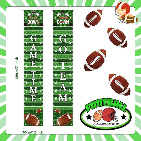 Batiyeer Football Porch Sign Banner Football Bowl Sports Fan Supplies Themed Boy Party Favors Photo Booth Props Wall Hanging (Game Theme)