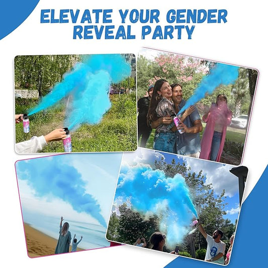 POPUPARTY Blue Gender Reveal Fire Extinguisher 2 Packs, Gender Reveal Smoke Bombs with 100% Biodegradable for Baby Boy Gender Reveal Decorations, Party Supplies