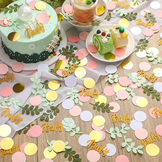 Minatee 400 Pcs Baby Shower Confetti Decorations Table Confetti Dots Gender Reveal Wedding Decor(Stylish Color,Blush Style)