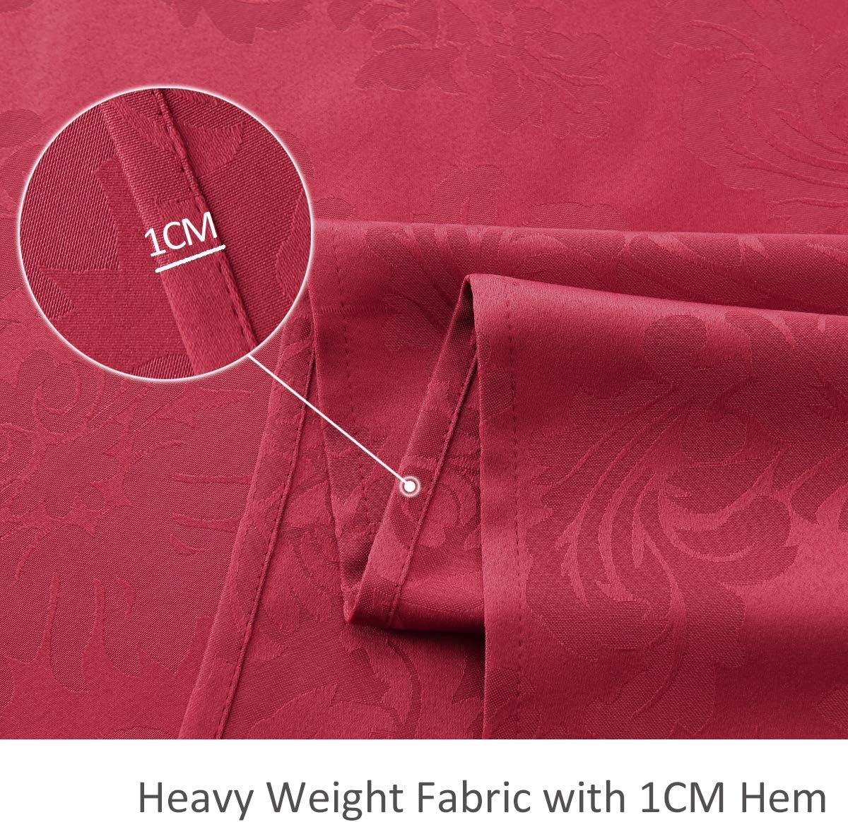 Ruby Red Damask Square Tablecloth 70x70 Inch – Spillproof Wrinkle-Free Fabric Table Cover for Parties & Weddings