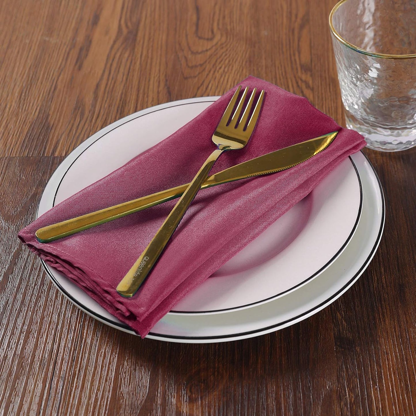 Cloth Napkins 17x17 inch Washable Polyester Dinner Napkins Soft Table Napkins for Wedding Party Dining Banquet(Burgundy,100PCS)