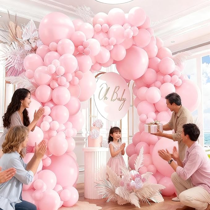 412pcs Light Pink Balloon Arch Kit 18 12 10 5 Inch Different Sizes baby pink balloons for Bridal Baby Shower Gender Reveal Birthday Party Decorations