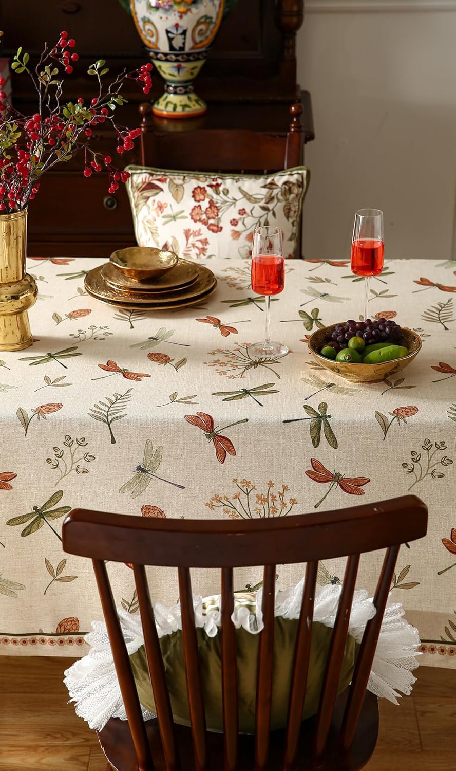 ISAENNE Designer Floral Linen Square Tablecloth,French Off White Elegant Table Cloth,Fall Washable Home Decor Tablecloths for Dining Thanksgiving Kitchen Christmas Party,67"*67"-Grace B