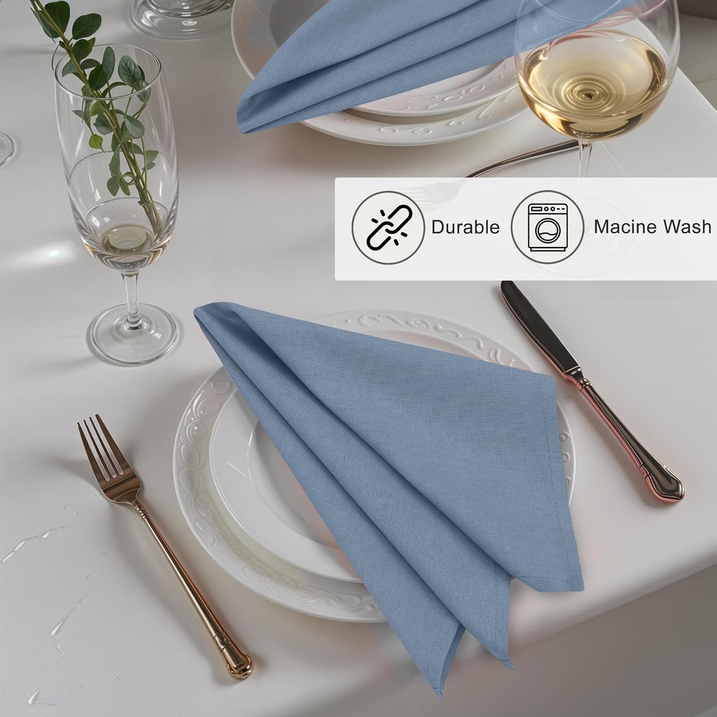 Ruvanti Linen Napkins Set of 12, 18x18 Cloth Napkins, Cotton Linen Blend Napkins Cloth Washable, Soft, Reusable Dinner Napkins for Wedding, Parties, Christmas, Thanksgiving, Everyday Use - Grey