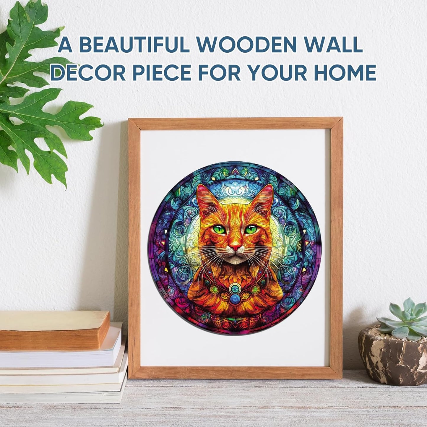 Reouinty Cool Wooden Puzzle for Adults 500 Piece, Yellow Cat Wooden Jigsaw Puzzles, Beautiful Wooden Puzzle with Box Birthday Gifts for Adults and Kids Family Game(16.5 * 16.5in)
