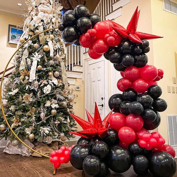 Red Black Balloons Garland Arch Kit, 134pcs Black and Red Party Balloons with Different Size for Graduation, Birthday, Anniversary, BBQ Casino, New Year Party Decorations Supplies