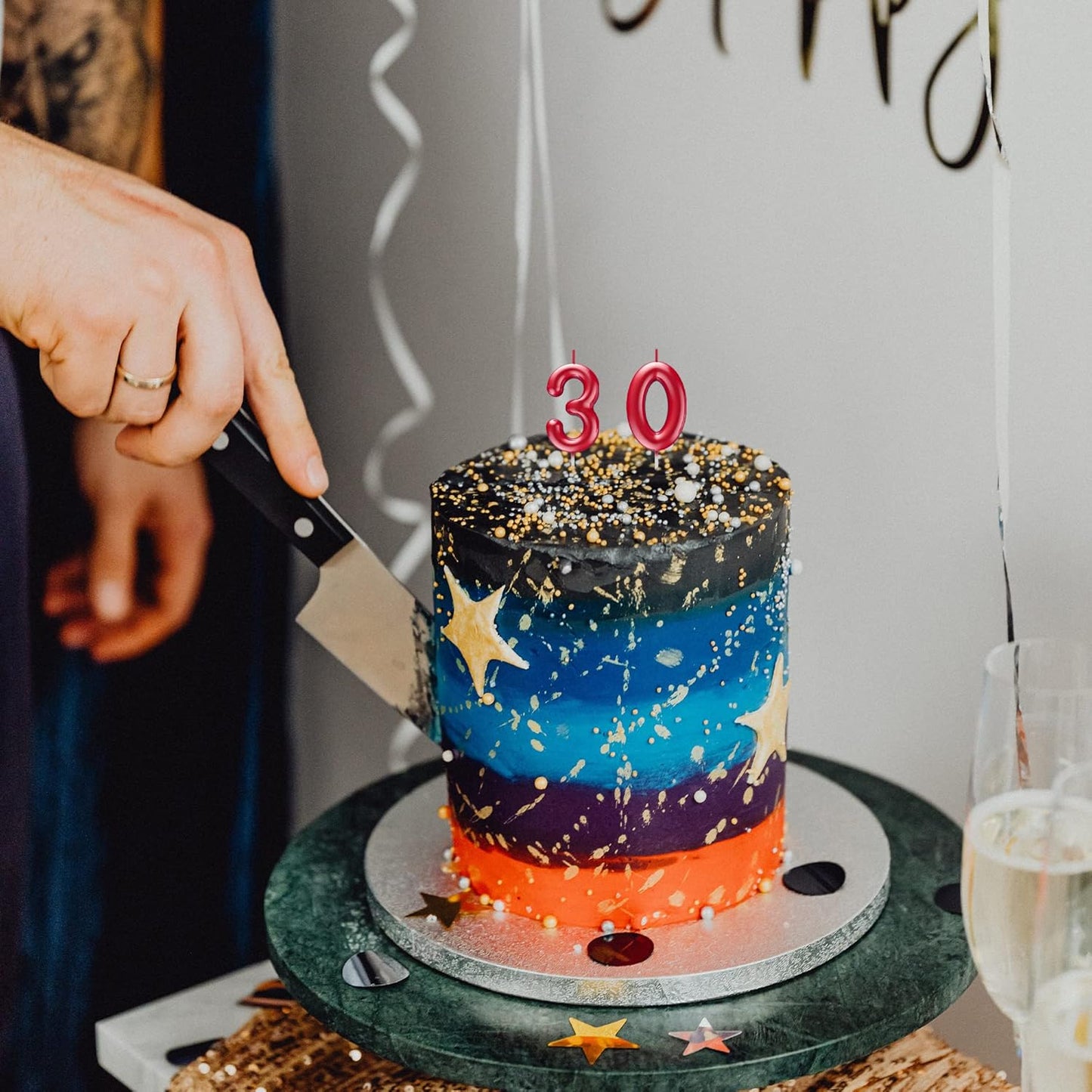 Red Number 5 Candle Happy Birthday 3D Number Candles for Birthday Cake Party Decoration Wedding Anniversary Celebration Supplies