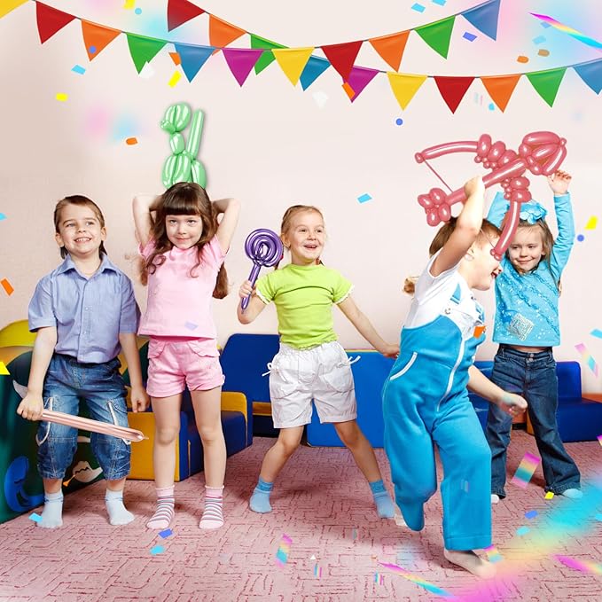 100 Pcs 260Q Balloons Kit with Pump - Kids Premium Latex Twisting Long Balloons to Make Animals Flowers, Metallic Assorted Balloons for Party Boys Girls Christmas Birthday Gifts Clowns Wedding Decor