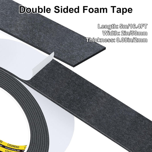 Double Sided Tape 2inX16.4FT, Mounting Tape Heavy Duty Removeable Foam Tape Strips, Strong Adhesive Tape Waterproof for Home Office Use, DIY Craft, Fixing, Pasting