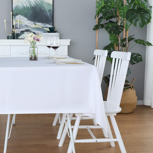 FOLINS&HOME White Rectangular Table Cloth in Heavy Duty and Water Resistant Polyester-Wrinkle Free Spillproof and Washable Tablecloths 60 x 84 inch-Table Cover for Indoor and Outdoor-Oblong/Rectangle