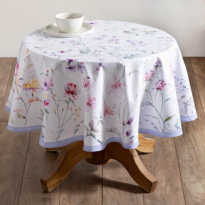 Maison d' Hermine Table Cloth Round Table 100% Cotton 69 Round Inches Tablecloth Reusable Decorative for Dining Room Farmhouse Home Valentines Day Decorations Spring Summer - Summer Floral