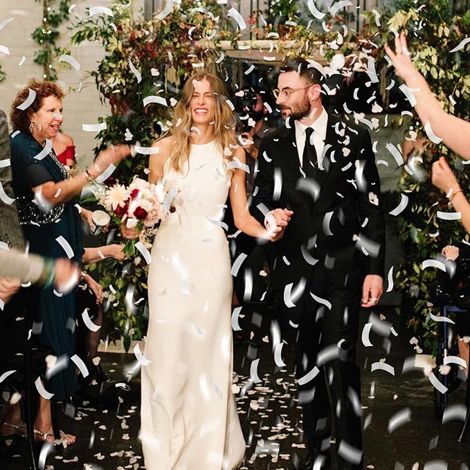 White Confetti Poppers 6 Pack,Biodegradable Confetti Connon,12inch Rice Paper Water Soluble Confetti Tube For Lawns Outdoor Wedding,Birthday,Celebrations