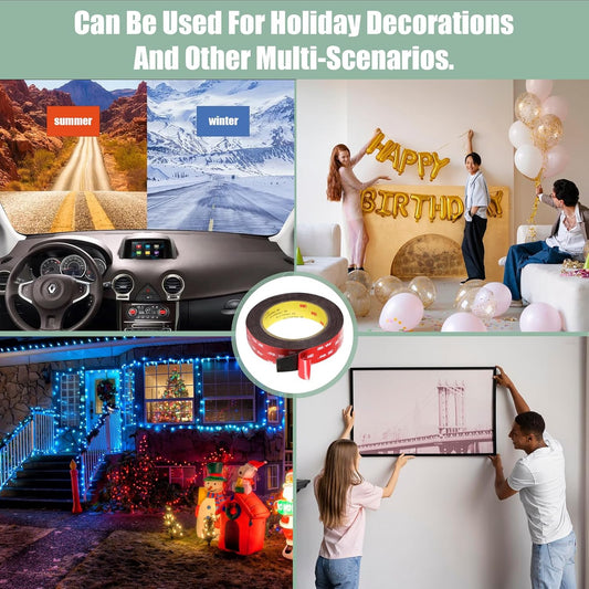 Double Sided Adhesive Tape Heavy Duty, Waterproof mounting Foam Tape, 16.5FT Length, 0.78IN Width, High Temperature Resistant Adhesive Tape for car, Household, Office or Parties, LED Strips