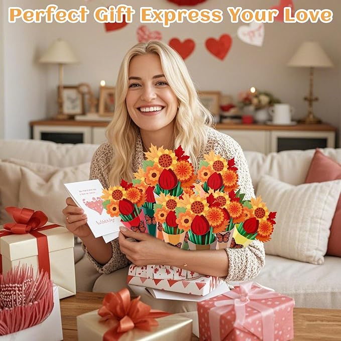 FULAIERGD 32 Set Fall Paper Flower Crafts DIY Autumn Thanksgiving Flower Bouquet Craft Kit-Make Your Own Thankful Florals for Party School Teacher Appreciation Week Thanksgiving Gift