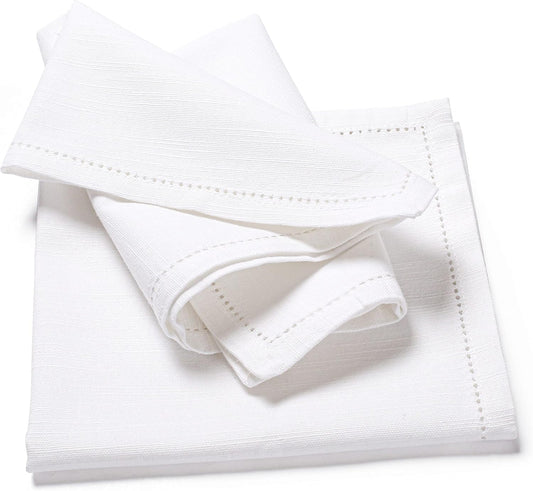Bedding Craft White Cotton Cloth Dinner Napkins Set of 12 – 16x16 Reusable Machine Washable Fabric Napkins – Perfect for Weddings, Holidays, Thanksgiving & Everyday Dining