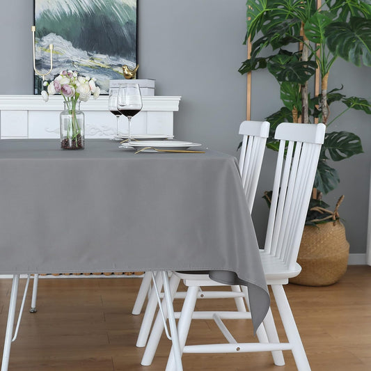 FOLINS&HOME Light Grey Rectangle Tablecloth 60 x 120 Wrinkle Free Waterproof Polyester Table Cloths, Spillproof Heavy Duty and Washable Table Cover for Party, Indoor and Outdoor-Oblong/Rectangular