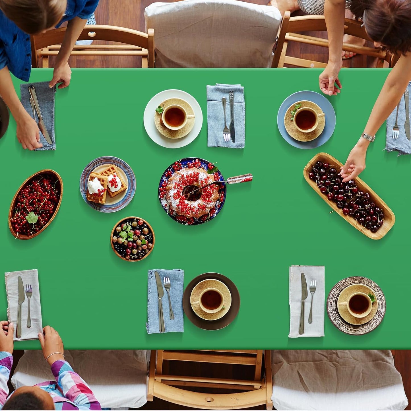 12Pcs Green Rectangle Tablecloth,Disposable Plastic Table Cloth,Waterproof Green Table Cover for Graduation Birthdays Weddings Anniversary Party Decorations,54 x 108 Inch