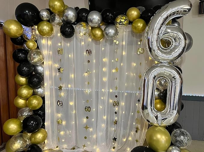Silver Number 60 Balloon 40 inch, 60 Number Balloons, 60th Silver Birthday Decorations for Girls Boys Kids, 60 Year Old Women Men Silver Party Supplies