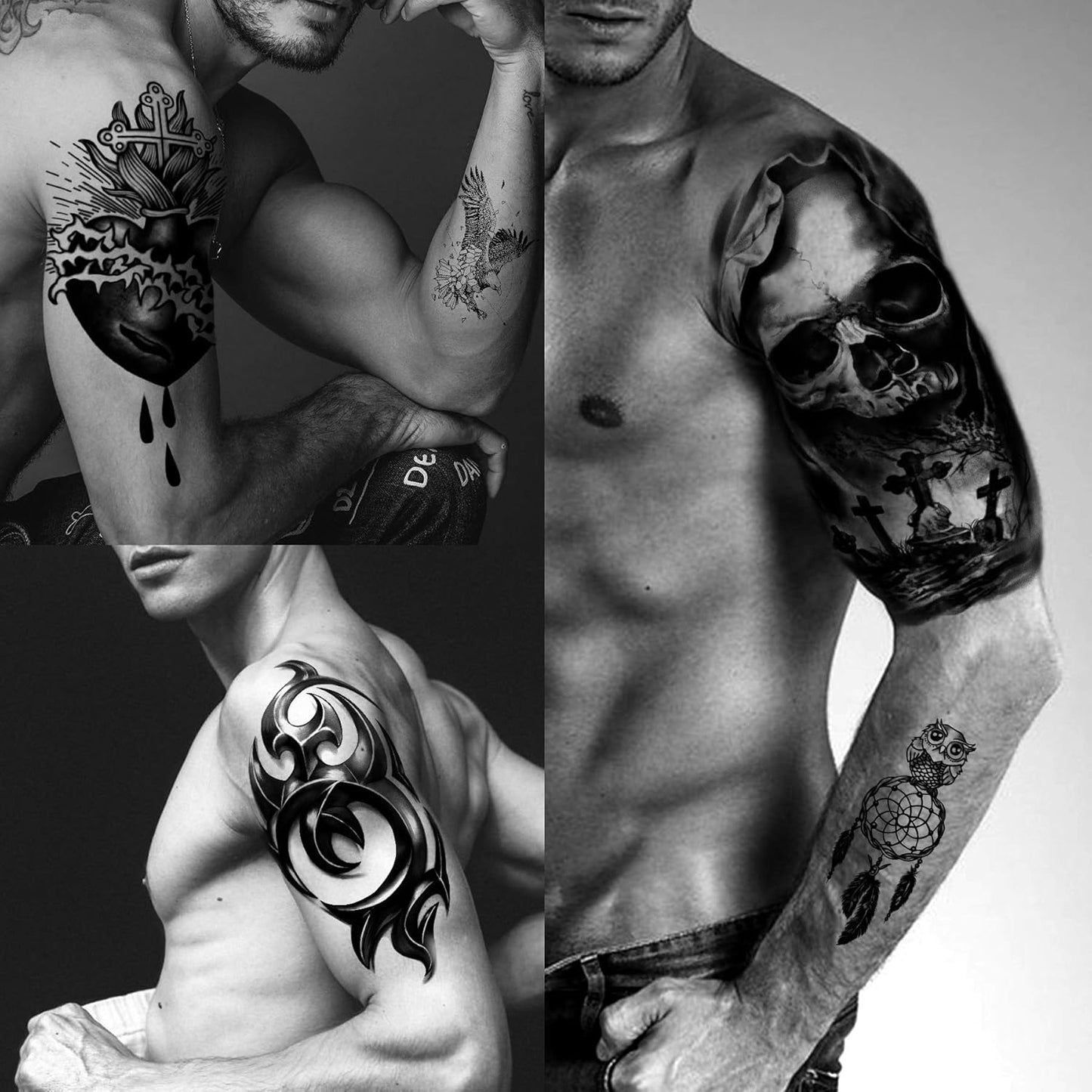 Yazhiji 56 Sheets Temporary Tattoos Stickers 11 Sheets Half Arm Shoulder Tattoos for Men or Women with 45 Sheets Tiny Fake Tattoo