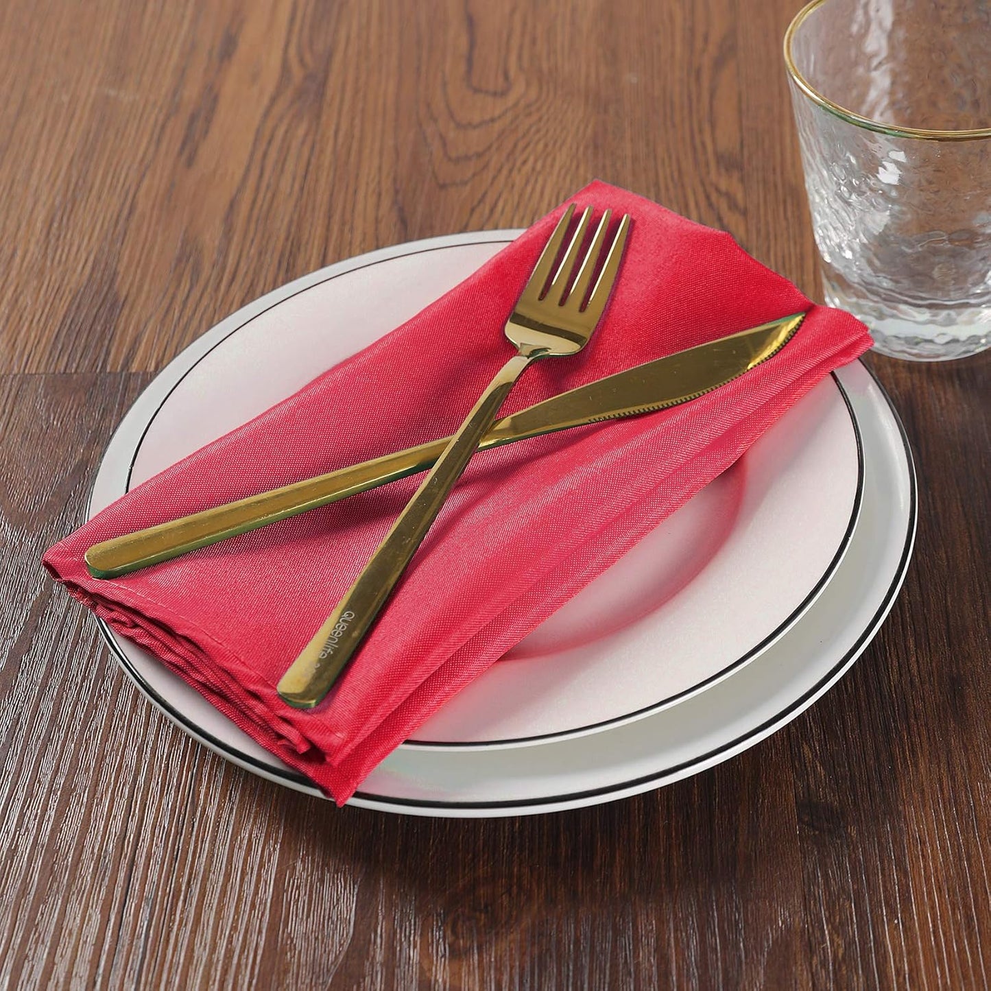 Cloth Napkins 20x20 inch Washable Polyester Dinner Napkins Soft Table Napkins for Wedding Party Dining Banquet(Red,25PCS)