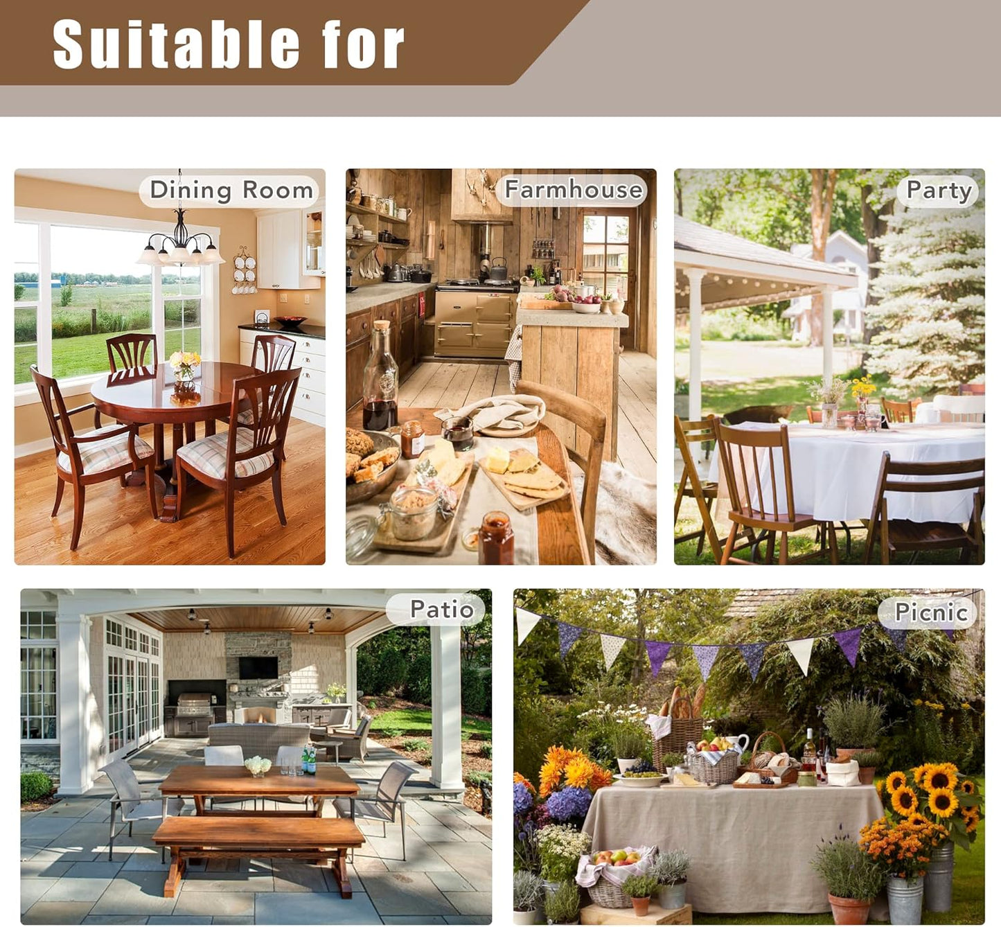 Fitable Faux Linen Table Clothes 2 Pack, Waterproof Fabric Tablecloths for Rectangle Tables, Rustic Holiday Table Covers for Kitchen Dining, Party, Farmhouse (Turquoise, 54 x 78 Inch)