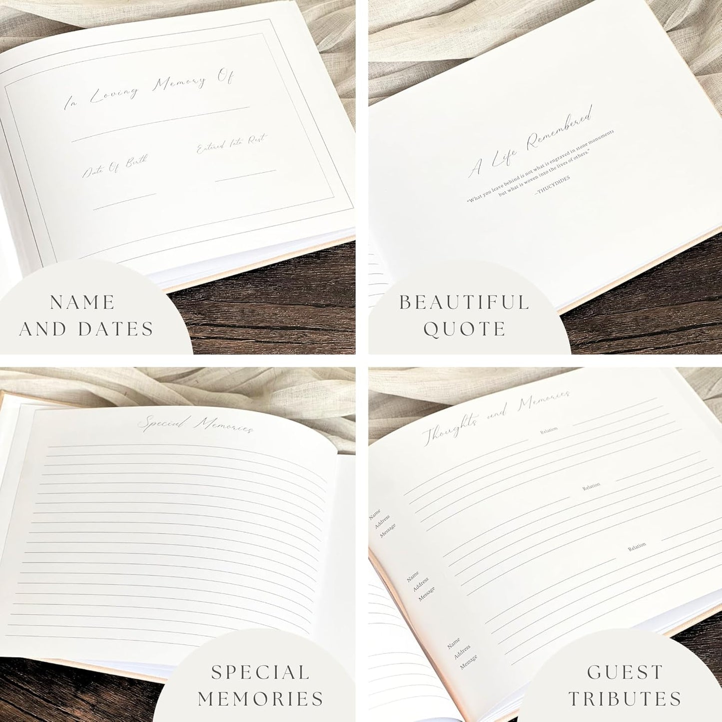 Funeral Guest Book for 2025 Celebration Of Life Memorial Service - Leather Memory Book for Funeral Guests to Sign In with Condolence Memory Table Sign & Back Pocket - Blue Guestbook