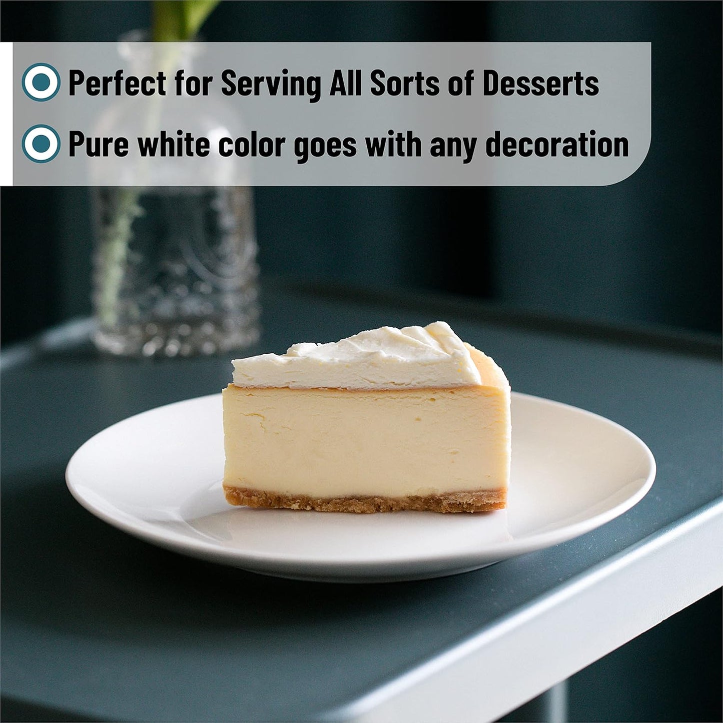 BTaT- White Dessert Plates, 8 inch, Set of 12, Small Plates for Appetizers, Christmas Gifts