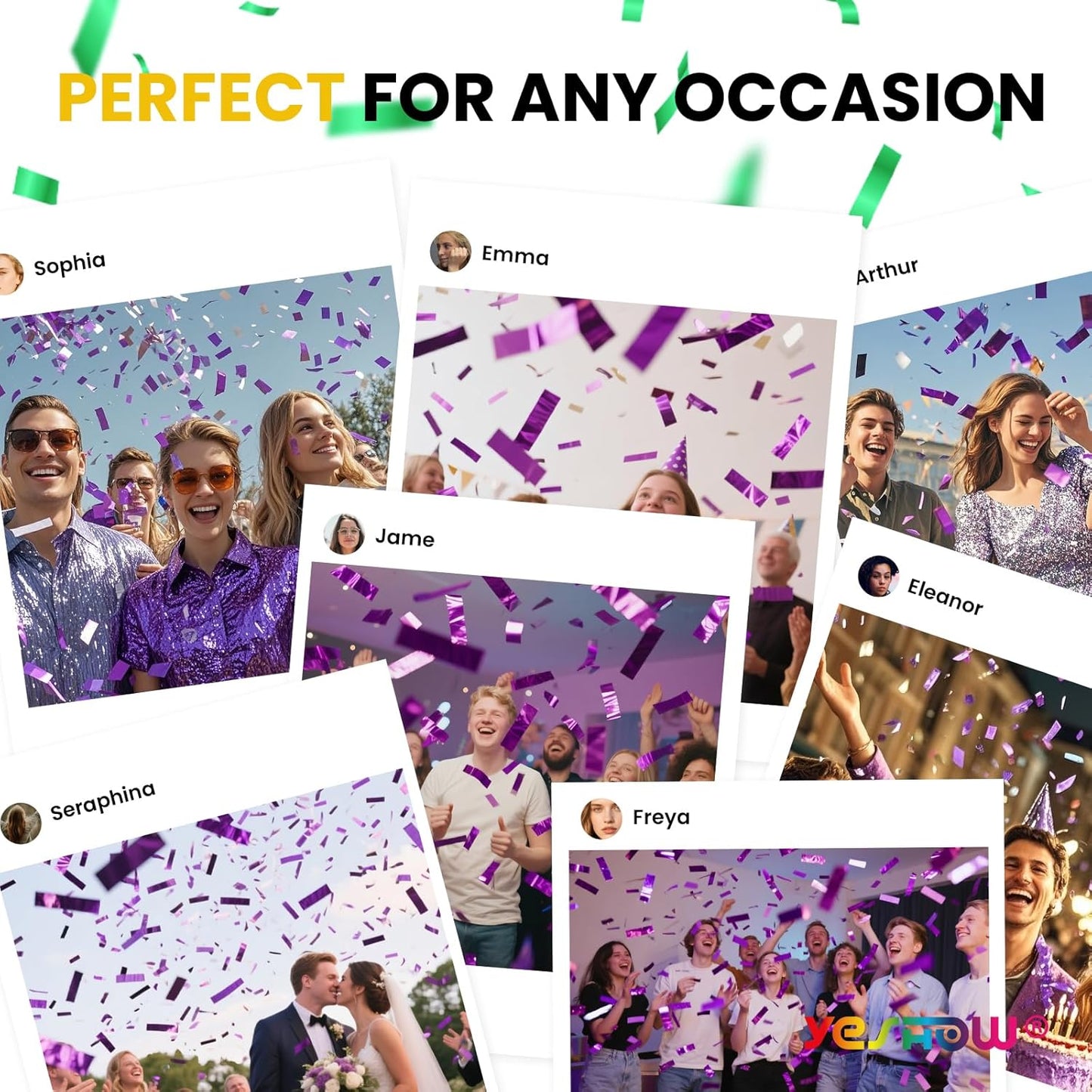 Confetti Cannon Poppers Purple, 6PACK YESHOW Purple Mylar Confetti Shooter for Graduation, Birthday Party, Halloween Party Christmas Eve and New Year Celebration