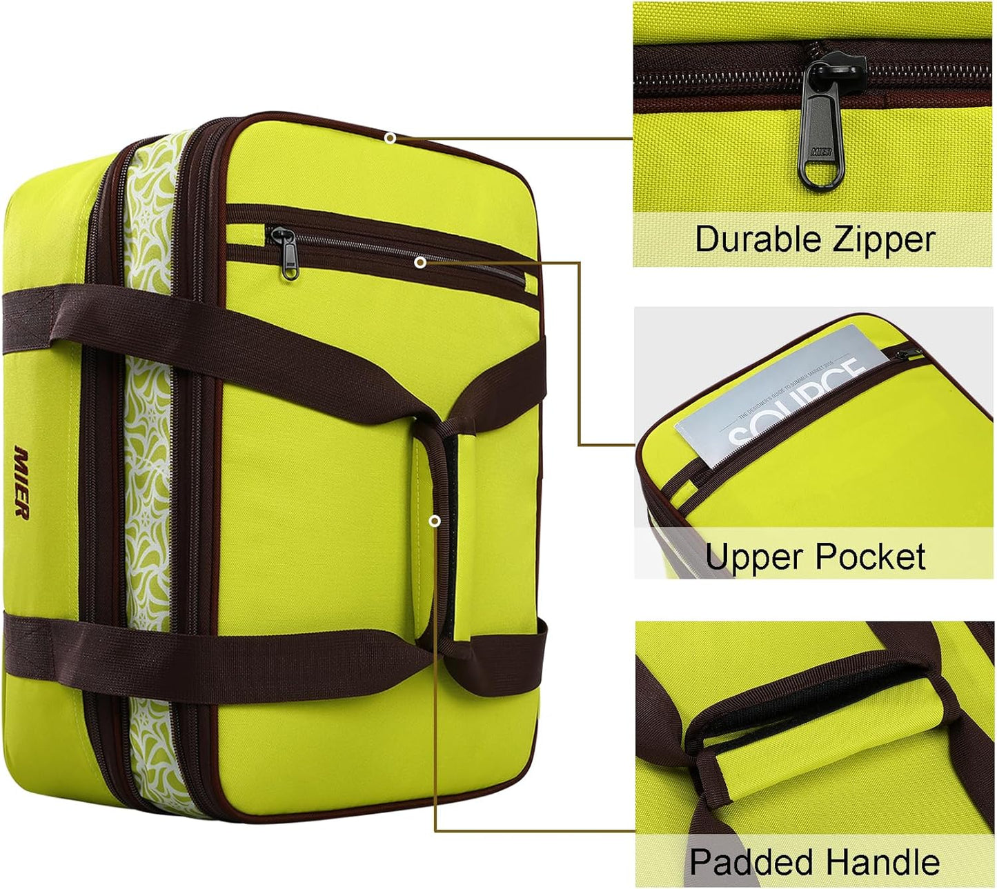 MIER Insulated Double Casserole Carrier Bag Fits 9 x 13 Inches Baking Dish, Casserole Dish, Expandable by Mid Zipper, Grass Green
