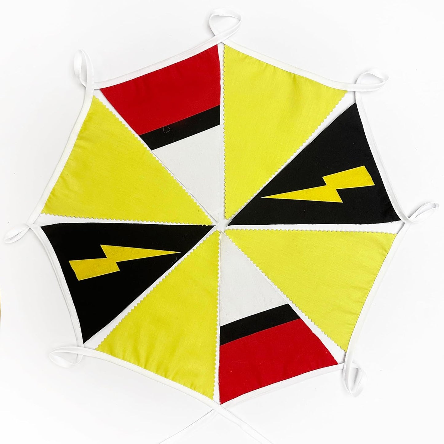 32Ft Cartoon Animation Party Decorations Red White Yellow Lightning Triangle Flag Fabric Banner Pennant Garland Streamer for Cartoon Birthday Animated Baby Shower Video Games Party Decor Supplies