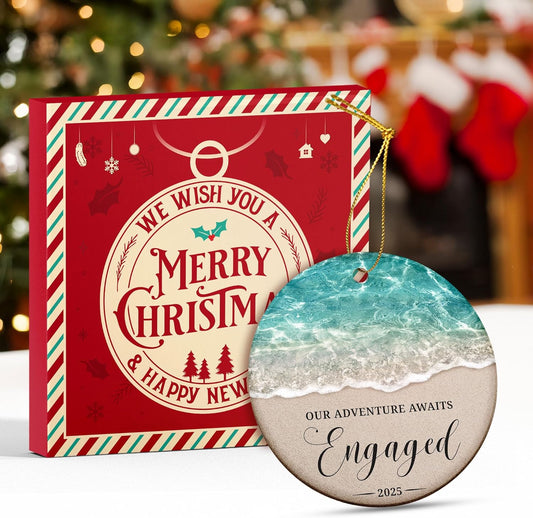 Engagement Ornament 2025 - Unique Engagement Gifts for Couples, First Christmas Engaged Keepsake, 2025 Engagement Christmas Ornament, for The Bride to Be