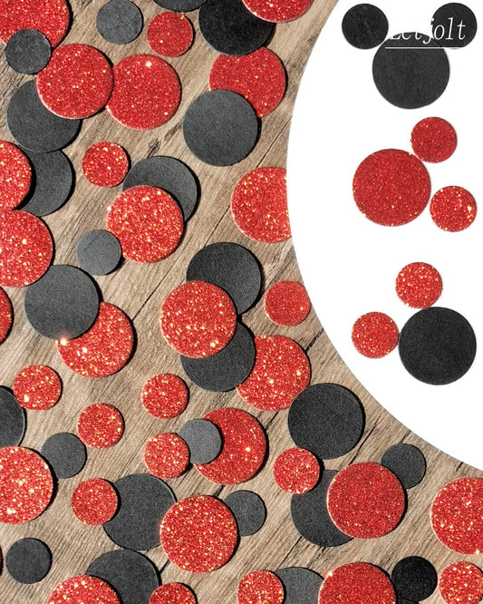 Party Confetti Glitter Table Decorations Red Black Dots Scatter Supplies Anniversary Birthday Bridal Baby Shower Girls Party Wedding Gift Decorations 100 Pcs
