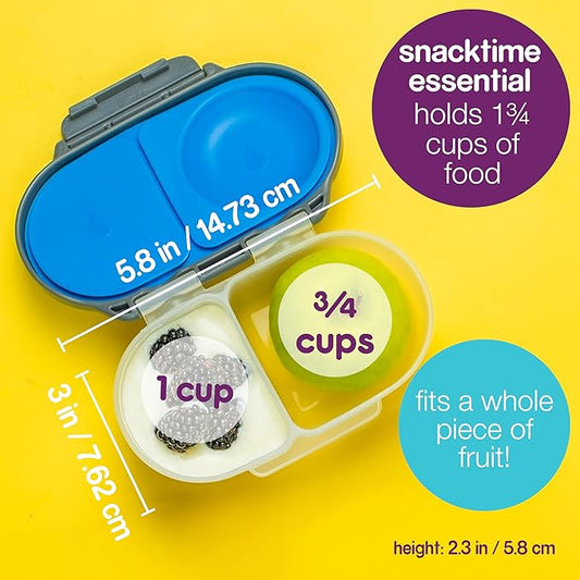 b.box Snack Box (2-pack) Reusable Snack Containers with Lids – Bento Box for Kids & Toddlers, Leakproof Lunch Box, BPA-Free and Dishwasher Safe Snack Container (S'shake + Indigo Rose, 1 3/4 Cup)
