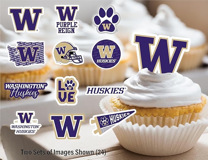 Washington Party Supplies for Football, Birthday Gift, Graduation Party Banner and Cake Toppers (42 Pieces) (Washington Huskies)