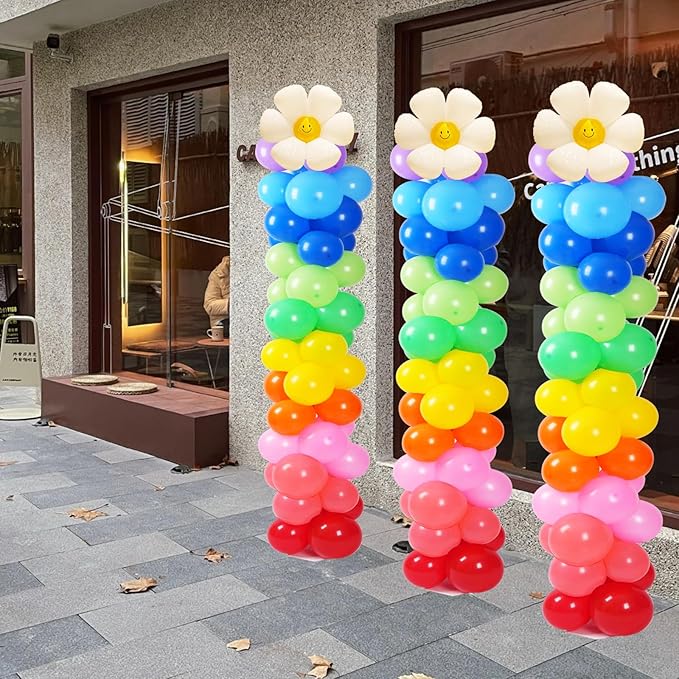 Tamodan Adjustable balloon columns set of 2 with balloons (Includes 100 Colorful Balloons), 78 Inch balloon tower Reusable Metal Telescopic Design for Weddings, Birthdays, Baby Showers.