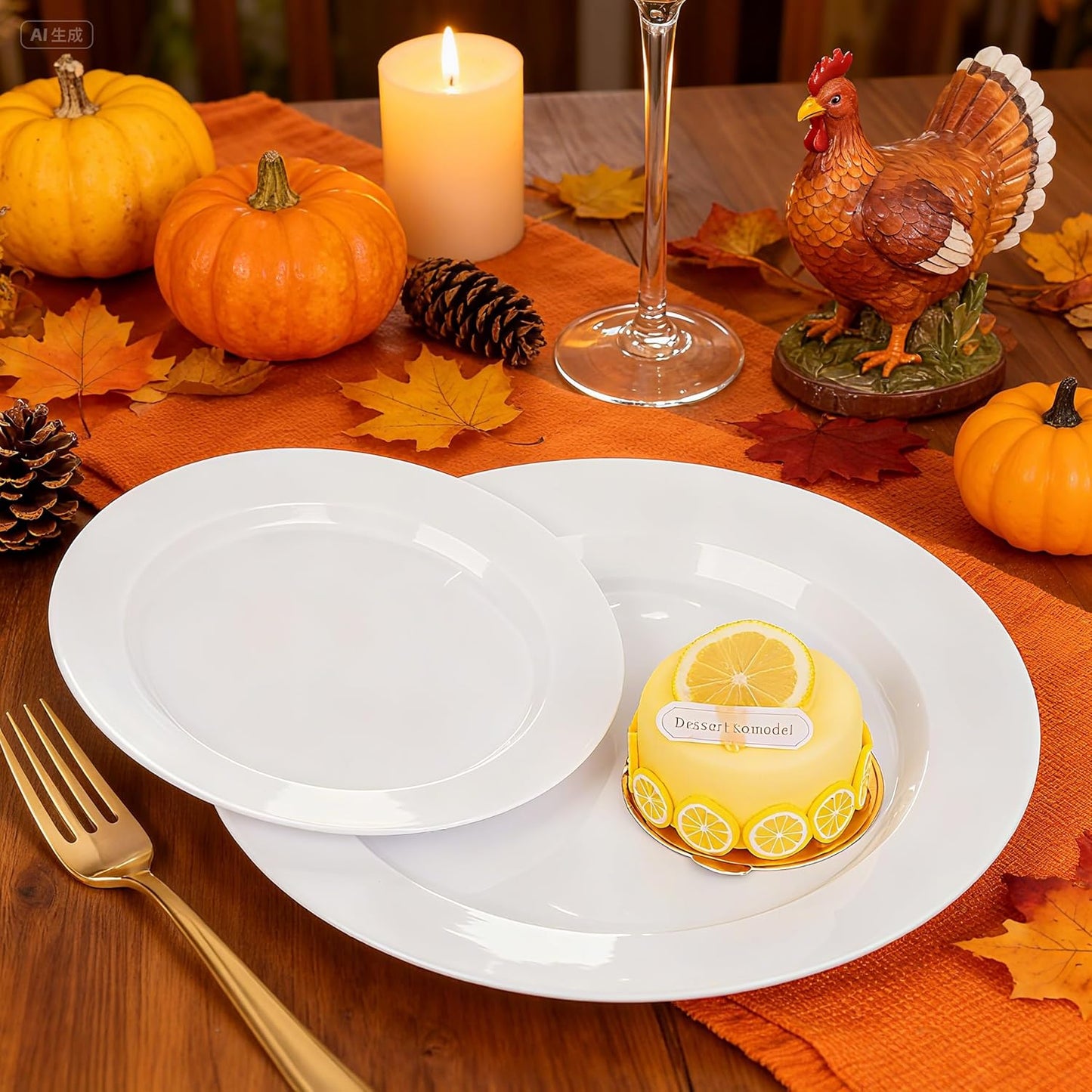 FLOWERCAT 200PCS White Plastic Plates Disposable Plates for Party - Heavy Duty Plastic Plates - 100 10" Dinner Plates and 100 7" Salad Plates for Christmas, Thanksgiving Parties and Events