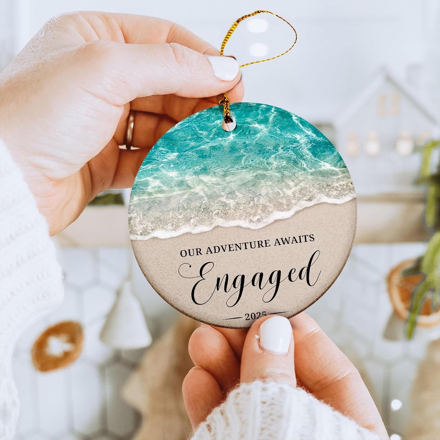 Engagement Ornament 2025 - Unique Engagement Gifts for Couples, First Christmas Engaged Keepsake, 2025 Engagement Christmas Ornament, for The Bride to Be