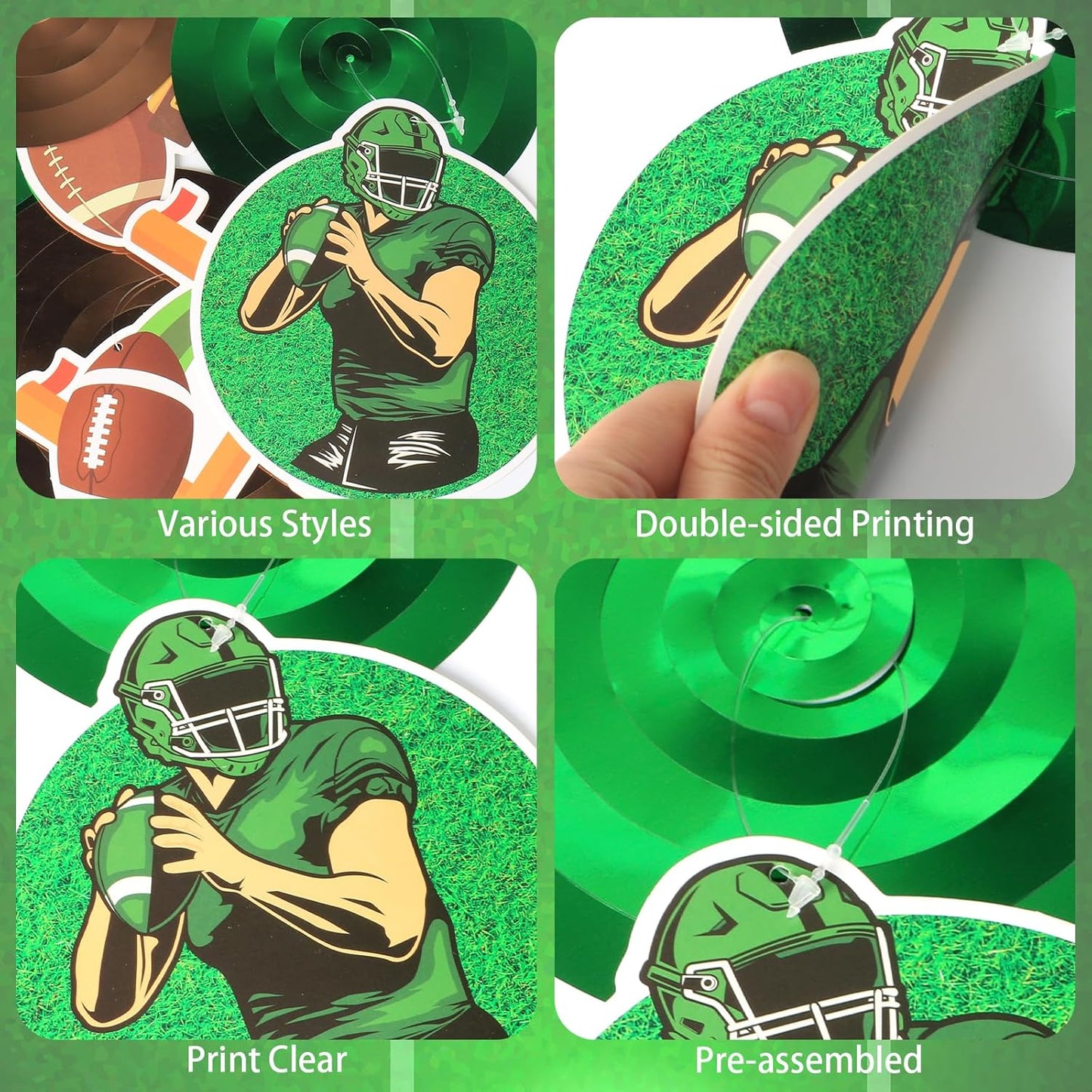 40Pcs Football Hanging Swirl Football Party Decorations Sports Football Theme Party Swirls Football Ceiling Hanging Swirls Football Hanging Decorations for Sport Football Birthday Party Decor