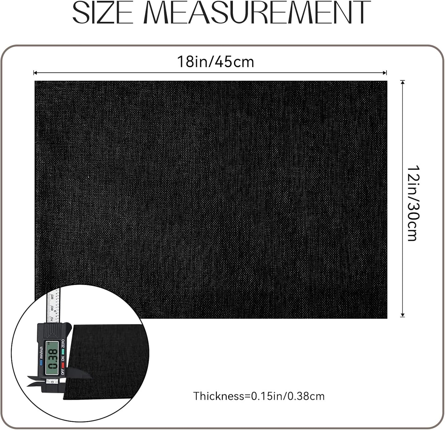 Romanstile Cloth Placemats Set of 6-12 x 18 Inch, Heat Resistant Double Layered Thickened Burlap Place Mats, Washable Faux Linen Farmhouse Table Mats for Kitchen/Dining/Party/Outdoor, Black