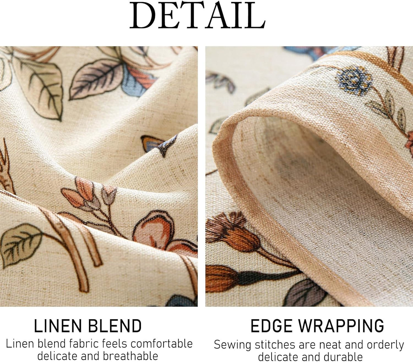 ISAENNE Designer French Light Beige Long Tablecloth Rectangle,Linen Florals and Birds Pattern Table Cloth,Anti-Wrinkle Decorative Tablecloths for Dining Thanksgiving Kitchen,63"*102"-Cornucopia
