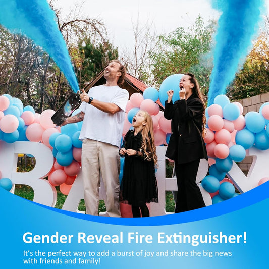 SRG Giant Gender Reveal Fire Extinguisher Color Blaster | 2 Packs Baby Boy Blue Gender Reveal Extinguisher Smoke | Blue Spray for Gender Reveal Decorations & Ideas - Blasts 20+ Feet (Blue)