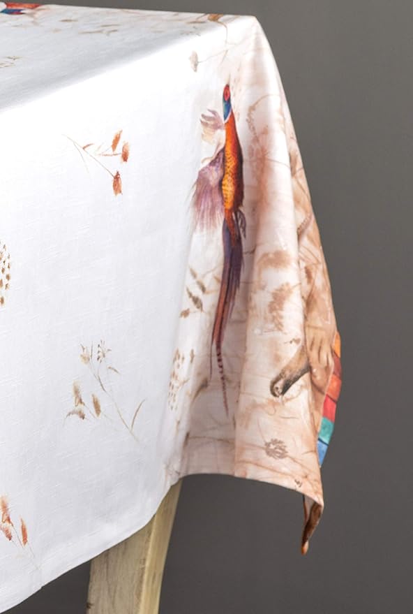 Maison d' Hermine Table Cloth Rectangle Table 100% Cotton 60 x 108 Inches Fall Tablecloth Reusable Everyday Use for Thanksgiving Christmas Decorations Dining Farmhouse Party (Faisan D'Automne)