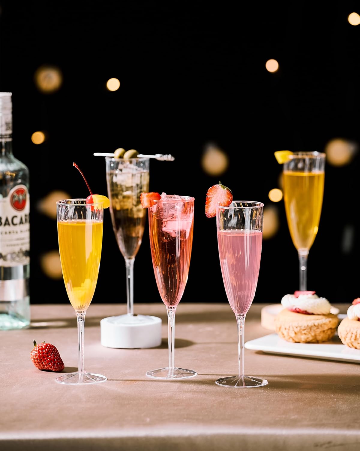 24Pcs Plastic Champagne Flutes,6 Oz Clear Champagne Glasses,Disposable Wine Glasses for Party Wedding Banquet Family Holiday Picnic Cocktail Mimosa Bars Engagements Thanksgiving Christmas Toasting