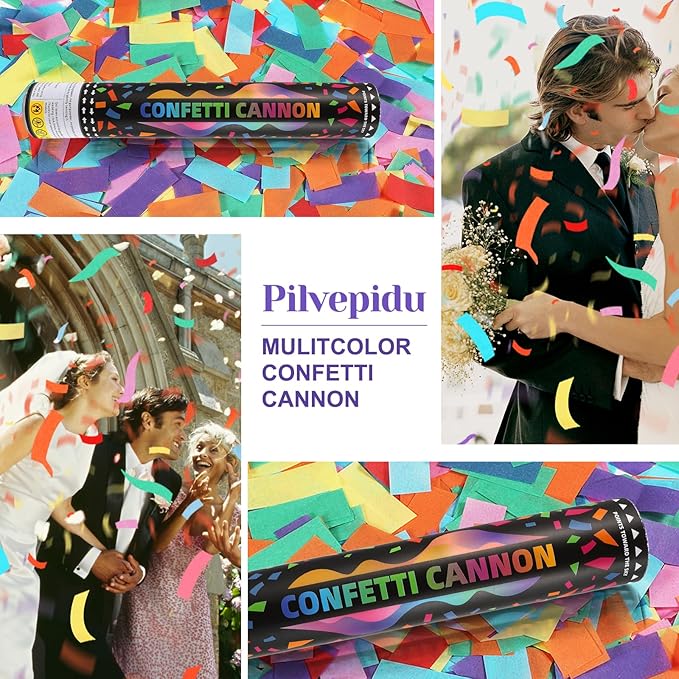 Confetti Cannon,Mulitcolor Party Poppers,6pack 12inch Confetti Wands For Birthday,Wedding,Christmas,School Opening,Graduation,New Years eve and Photo Shoots