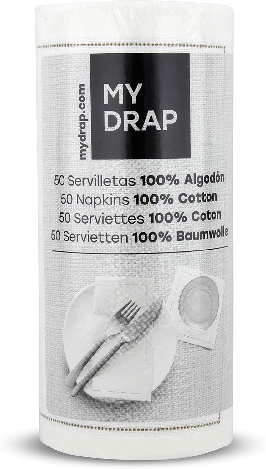 My Drap Cotton Cocktail Napkins On A Roll, Tear & Serve, Foggy Blue (Small 4.5x4.5 Inch) 50 Luxury Disposable Bar Napkins, Perfect for Serving Drinks & Cocktails, Elevating All Your Parties & Events.