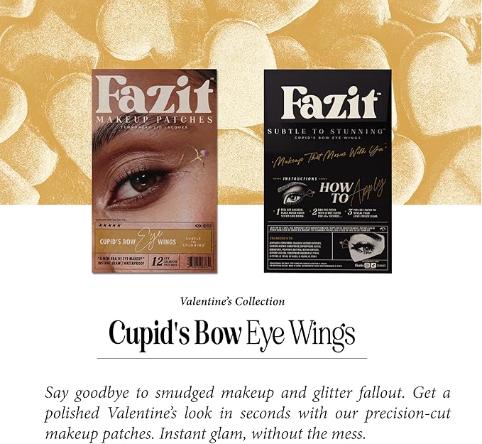 Fazit Makeup Patches - Cupid's Bow Eye Wings - Glow Up Make-Up Patches - Cute Glitter Makeup Accessories for Women - Cosmetic Glitter for Face