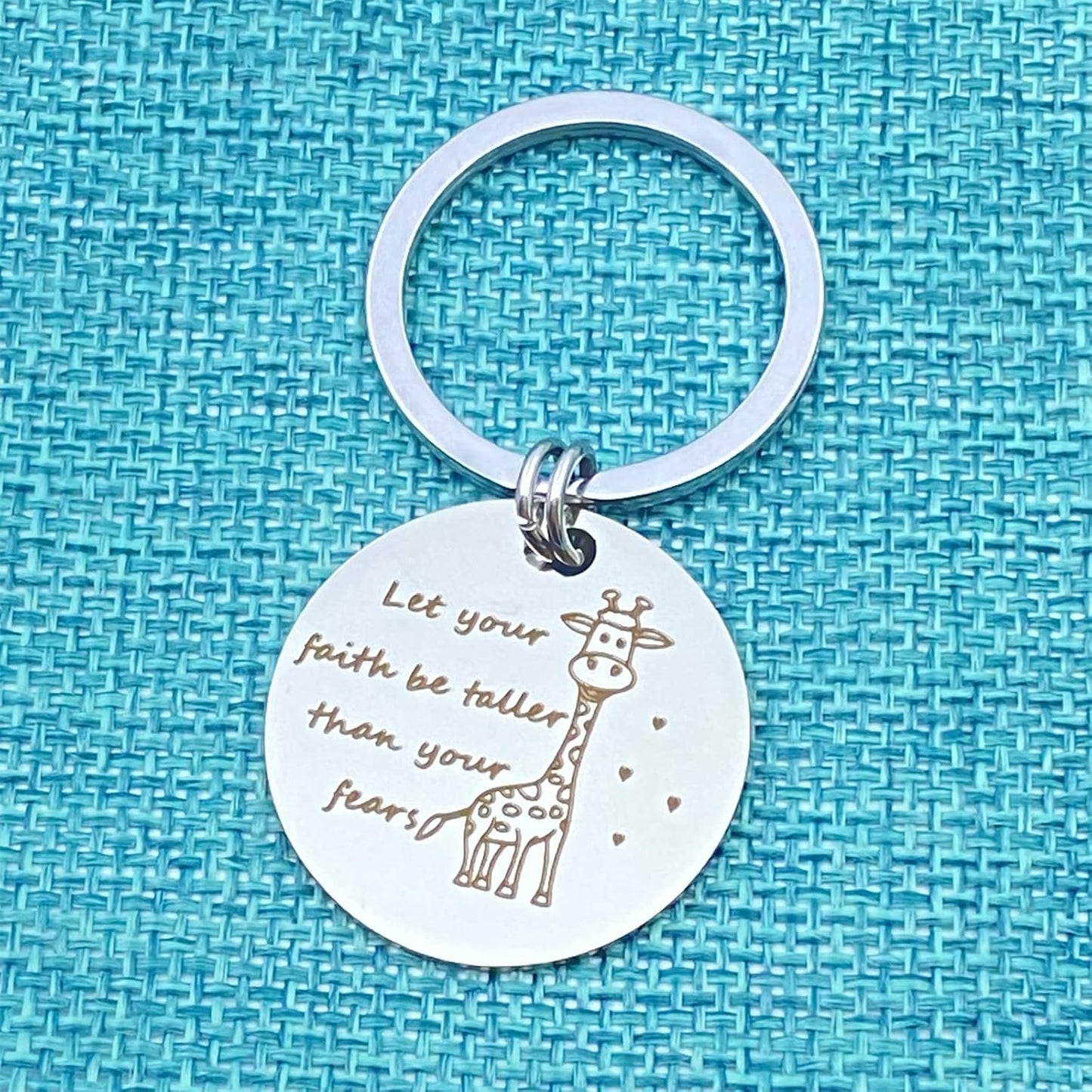 Giraffe Spiritual Themed Keychain - Let Your Faith Be Taller Than Your Fears - Religious Gift for Women, Giraffe Lovers, Friends, Family - Birthday, Graduation Jewelry