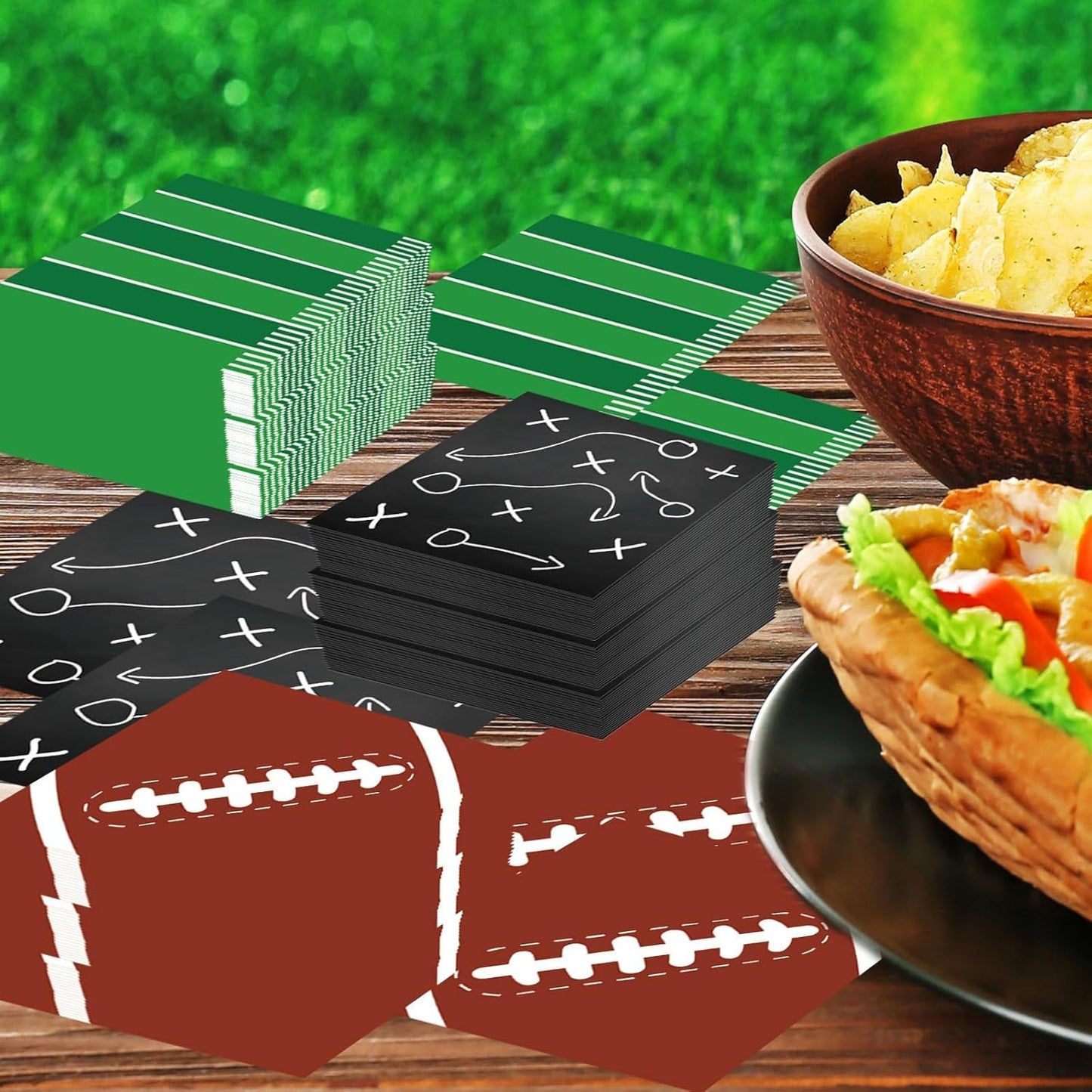 Qyeahkj 120pcs Football Paper Napkins Supplies Disposable Football Birthday Napkins Set Decorations for Events Party Frenzy Game Time Tailgate Sports Party Favors, 3 Design