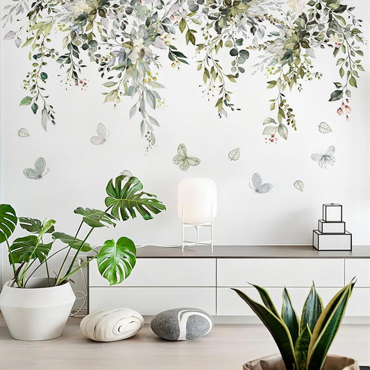 2 Set Tree Wall Stickers Decals Peel and Stick Decor Flower Decal Art Decor Boho Floral Walls Stickers & Murals Wall Decals for Living Room Bedroom Walls Decals Peel and Stick